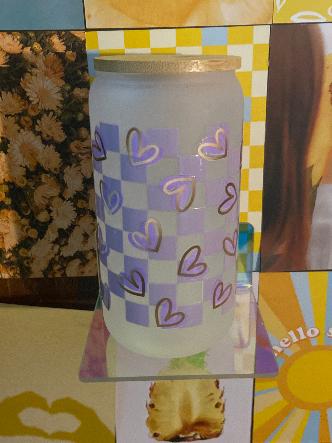 💜Checkmate Love Frosted Glass Cup